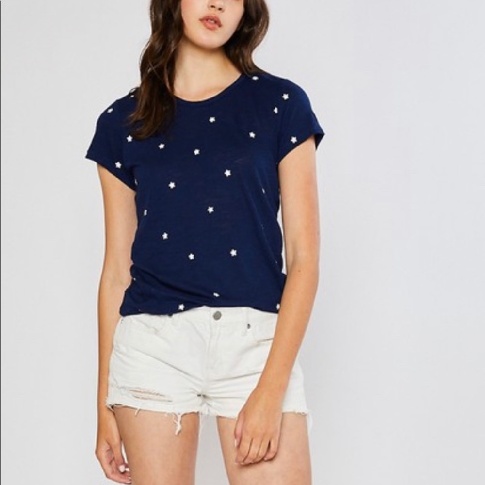 STARRY Navy Blue Star Print Cotton Shirt